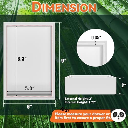 Lixple Bamboo Kitchen Drawer Organizer, 2 Pack, 9" x 6" x 2", White