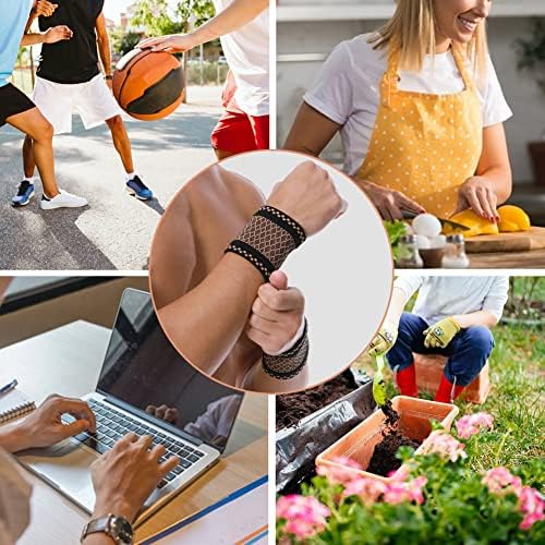 Copper Wrist Compression Brace (2Pcs), Elastic Wrist Support Sleeve Wrist Braces for Tendonitis, Arthritis, Carpal Tunnel Pain Relief, Soft Wrist Wrap Wristbands for Sport, Fitness, Workout, Typing(M)