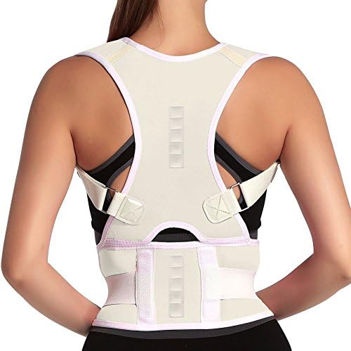 MOHUACHI Thoracic Back Brace Posture Corrector- Magnetic Lumbar Back Support Belt-Back Pain Relief, Improve Thoracic Kyphosis, for Lower and Upper Back Pain Men & Women (white, X-Large)