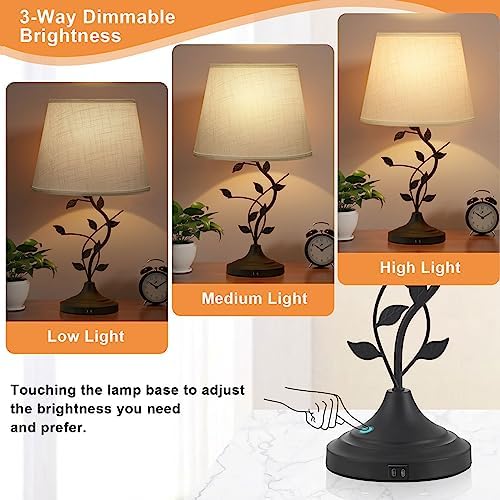 Kakanuo Touch Lamps for Nightstand, Bedside Lamp for Bedroom, Rustic Lamp
