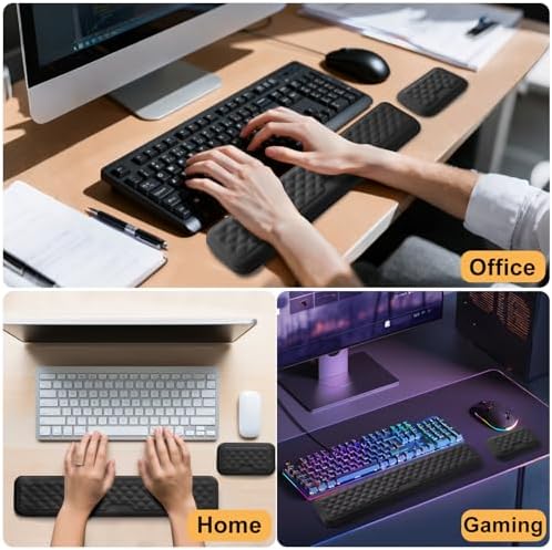 Keyboard Wrist Rest Mouse Wrist Support, Memory Foam Wrist Rest Pad for Computer Laptop, Ergonomic Wrist Cushion Support for Typing Pain Relief, Gaming Home Office, Black