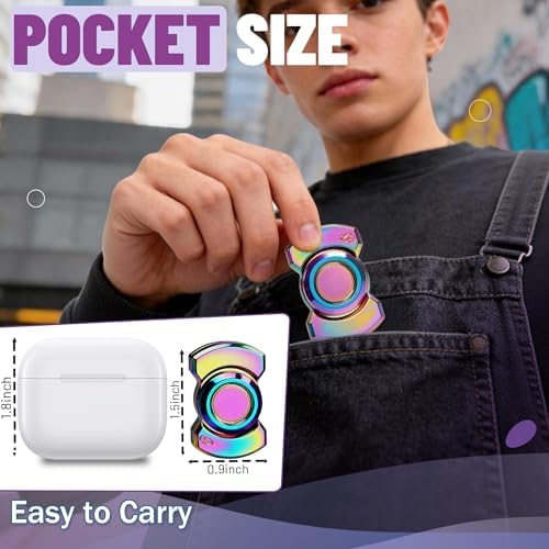 3-in-1 Fidget Spinner Toy for Adults Metal Slider Clicker Spinner Magnetic for Teen Boys Stress Anxiety Relief Autism ADHD Cool Stuff for Teenage Quiet Gadgets EDC Office Desk Toy for Men