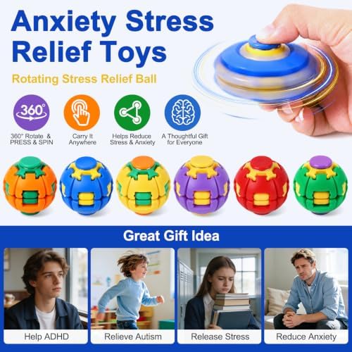 Press to Spin Fidget Spinner HelixCore Spin Stress Ball Sensory Fidget Toys