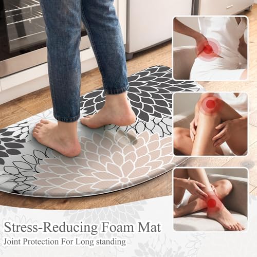 KIMODE Half Circle Kitchen Mats for Floor Cushioned Anti Fatigue Semi Round