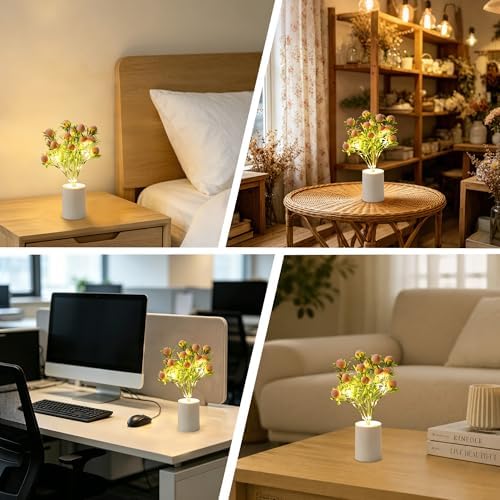 Artificial Peach Tree Lamp, Home Cafe Decor Light Birthday Gifts for Women