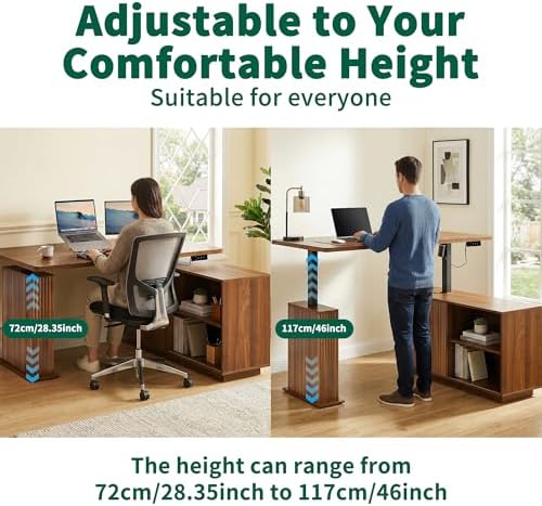 L Shaped Electric Standing Desk, Corner Sit Stand Up Desk, Executive Desk