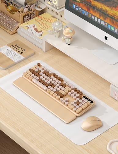Wireless Keyboard and Mouse Combo, Cute Typewriter, Magnetic Wrist Rest