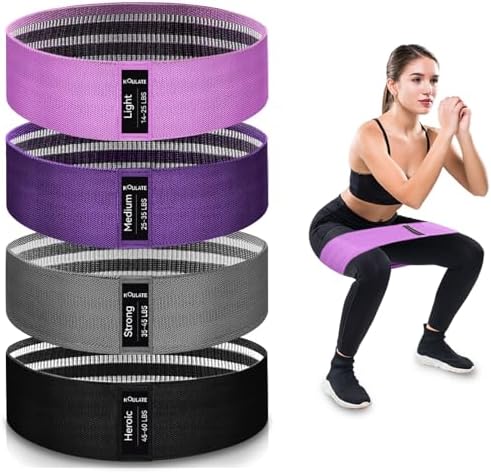 Exercise Bands, 3 Levels Fabric Resistance Bands for Working Out, Workout Bands Resistance for Women & Men, Multi-Colored Fabric Booty Bands for Leg Strength Training, Rehab, Yoga