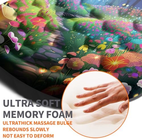 Ergonomic Joint Wrist Support Mouse Pad with Memory Foam Cushion Massage Bump, Carpal Tunnel Pain Relief Mousepad Slope Design for Wrist Rest, 11.8x7.9 in, Fantasy Forest