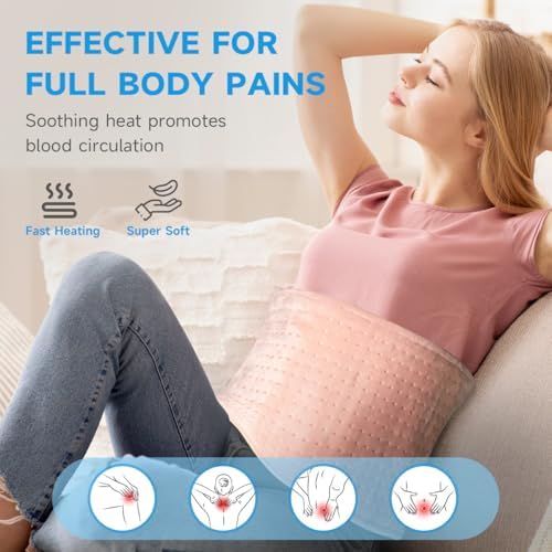 GOTCOZY Heating Pad 12"x24" for Back Pain Relief & Cramps(Rose)