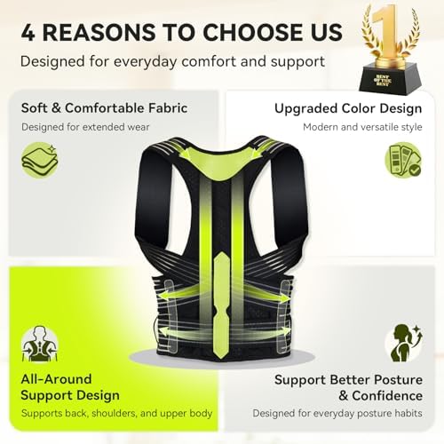 Posture Corrector for Women and Men, Adjustable Full Back Brace Support