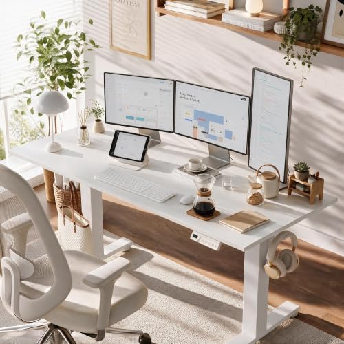 Claiks 55 x 24 Inch White Electric Standing Desk