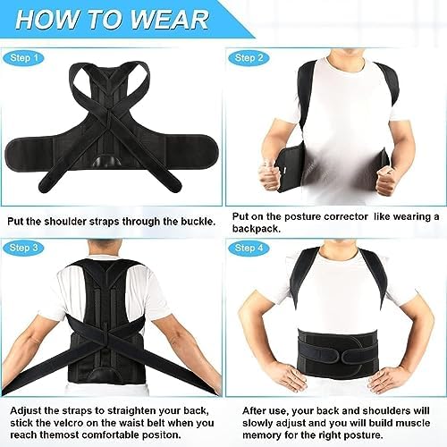 Posture Corrector for Women and Men, Adjustable Back Straightener Posture Corrector,Upper Lower Back Brace Support Belt for Men Women Body Neck Shoulder Trainer (XXXL, Grey)