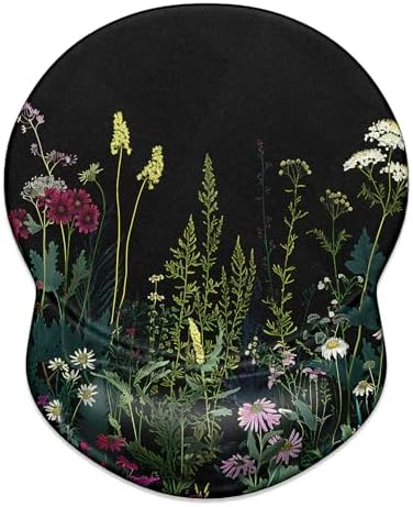 ITNRSIIET Ergonomic Mouse Pad with Gel Wrist Support Small Wrist Rest Smooth Surface Non-Slip PU Base Comfortable Office Supplies Pain Relief, 8.7 x 7.2 inches, Pretty Flowers