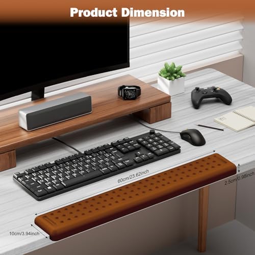 Leolee L-Shaped Desk Long Wrist Rest Elbow 60CM, Brown Arm Rest for Desk