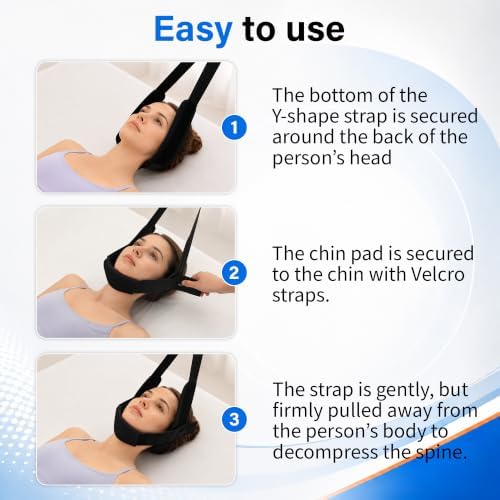 SPRING SEAON Neck Stretcher Adjustable Neck Traction Strap (Black)