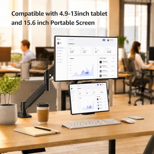 Universal VESA Mount Adapter for Tablets,Monitor Arm Extension Arm,Compatible with 4.7-15.6" Tablet/Phone/Portable Screen,Fits VESA 75x75 & 100x100,MAT002-XL