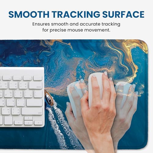 Aesthetic Desk Mat, Cute Coastal Escape Desk Pad Protector for Work & Decor, 35.4" x 15.7", Pretty Non-Slip Extended Mouse Pad for Office or Home