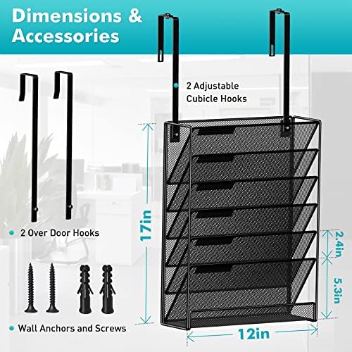Delifox 7 Compartment Wall Mounted Hanging File Organizer for Office