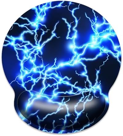 Gaming Mouse Pad Wrist Support,Ergonomic Mouse Pad with Wrist Rest,Comfortable Mousepad with Smooth Wrist Rest,Pain Relief Mouse Pads for Non-Slip Base,Computer,Laptop,Office，Home（Blue Lightning）