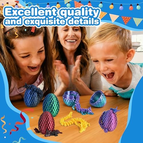 16PCS 3D Printed Dragon Eggs with Dragon Inside, Articulated Dragon Fidget Toys for Desk Decor, Birthday Gift for Kids Teens Adults, Collectibles Eggs Set for Classroom Prize