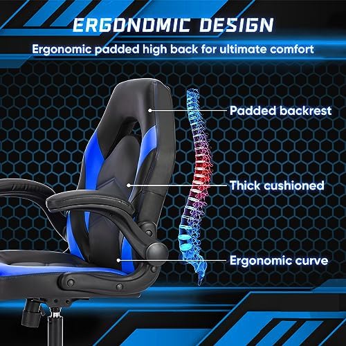 OLIXIS Computer Gaming Chair, Lumbar Support, PU Leather