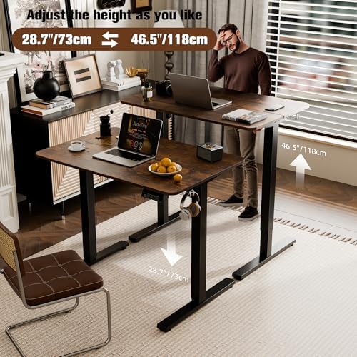 Small Standing Desk,35"x24" Height Adjustable Sit-Stand Home Office, Brown