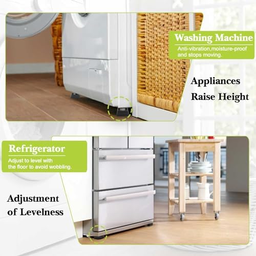 4 Pack Furniture Risers 2 Inch, Adjustable Bed Risers Heavy Duty for Table Desk Couch Chair Sofa Cabinet Bed Frame Dorm, Square Stackable Table Leg Risers Lift Height 2" or 4", Black