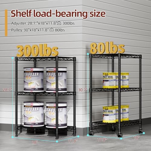 SINGAYE Small Wire 3 Adjustable Shelves Pantry Metal Shelf Floor Organizer