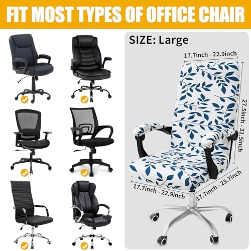 Smiry Office Computer Chair Cover with Armrest Covers, Teal and White