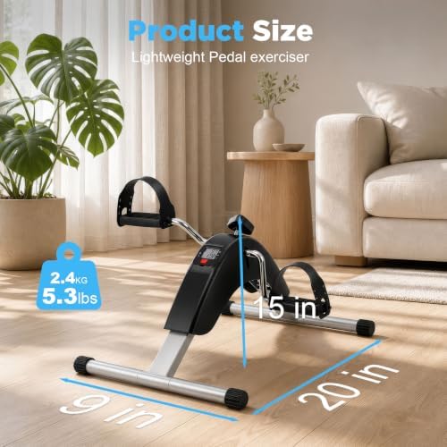an Pedal Exerciser, Under Desk Bike for Adults, Mini Exercise Bike | Adjustable Resistance Foot Peddler for Sitting Desk, Under Desk Bike with LCD Monitor for Home Office