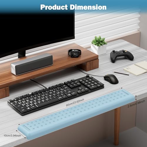 Leolee L-Shaped Desk Long Wrist Rest Elbow 60CM, Light Blue Arm Rest Desk