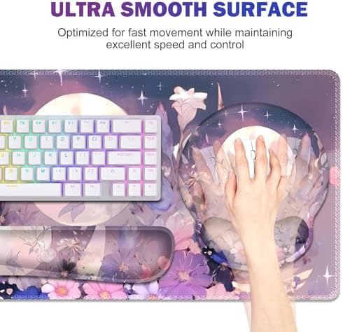 Large Desk Mat, Gaming Mouse Pad Desk Pad, Mousepad + Keyboard Wrist Rest