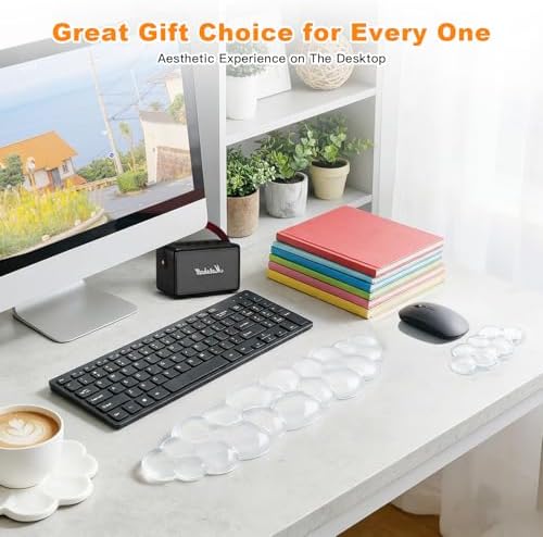 Cloud Keyboard and Mouse Wrist Rest Set, Clear Gel Keyboard Mouse Wrist Rest Support Pad for Typing Pain Relief, Cute Aesthetic Desk Decor Accessory for Home Office Dorm (Clear)
