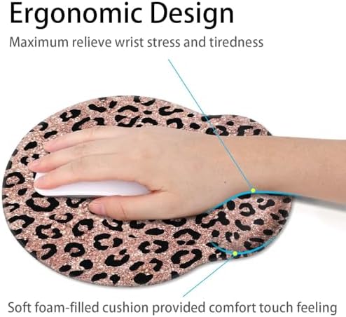 Britimes Ergonomic Mouse Pad with Wrist Support, Rose Leopard