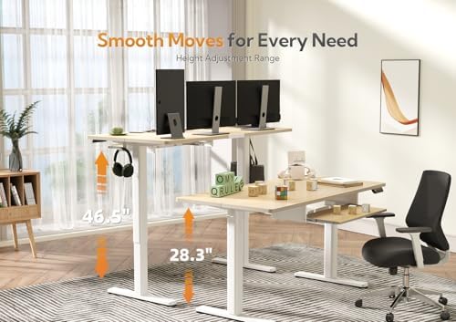 Claiks Electric Standing Desk 48x24 Inches with Keyboard Tray Natural