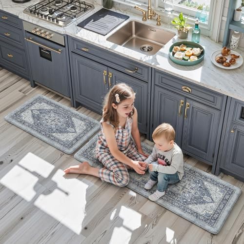 KIMODE Anti Fatigue Kitchen Mat, Cushioned Kitchen Mats for Floor 2 piece