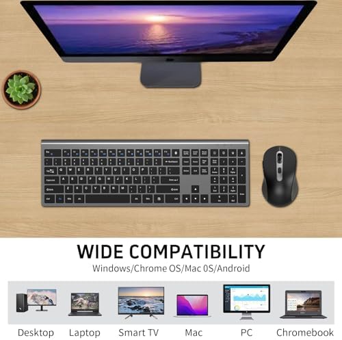 Ultra Thin Ergonomic Silent Wireless Keyboard Mouse Combo Grey