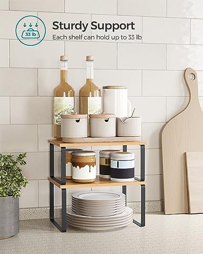 SONGMICS Cabinet Organizer Shelf, Set of 2 Spice Rack, Kitchen Storage
