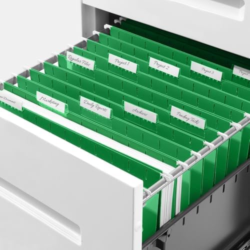 SUNEE Hanging File Folders, 25 Pack Letter Size Hanging File Folders with 1/5-Cut Tabs, Ideal for Home and Office Organization and Papers Classification,Light Green