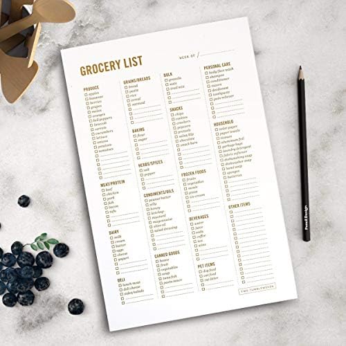Grocery List Magnet Pad for Fridge - 6 x 9" - Grocery Shopping Checklist Notepad with Categories - 50 Sheets