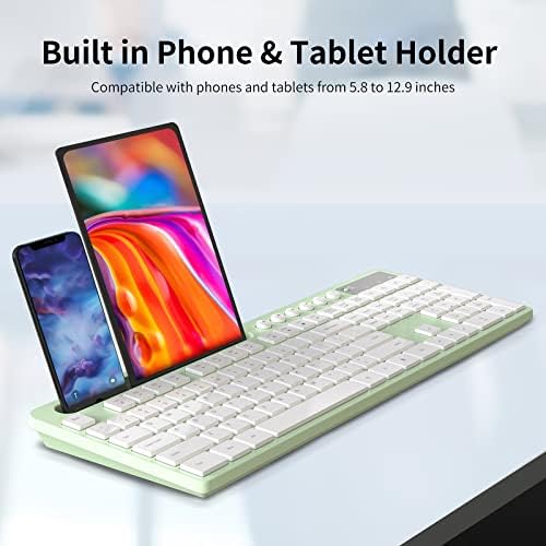 MARVO Wirelss Keyboard and Mouse Combo with Phone Holder, Full-Size, Green