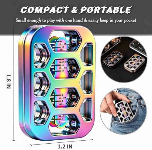 Fidget Toys Adults Openwork Design Metal Fidget Slider EDC Fidget Toys Adults Decompression Desk Toys to Relief Anxiety and Stress for ADD, ADHD & Autism (Vibrant Colors)