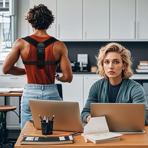 Posture Corrector for Women and Men - Back Brace for Rounded Shoulders & Upper Back Support - Breathable Shoulder Brace for Computer Work&Desk Job,Invisible Under Clothes, Large(Chest Size 28-45")