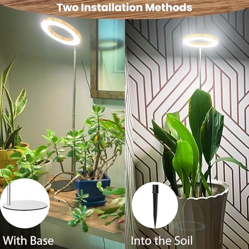 Aokrean Grow Light, Full Spectrum 6.3in Halo Plant Light for Indoor Growing