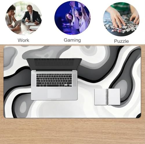 Large Gaming Mouse Pad 31.5x15.7 Inch,Gray Abstract Desk Mat Cute Keyboard