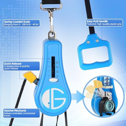 glitz Upgraded Neck Stretcher & Cervical Traction Device with Ratchet System – 50-200N Adjustable Over-Door Traction for Pain Relief & Spinal Decompression, Force-Limited Easy-Release Cord (2026 Ed.)