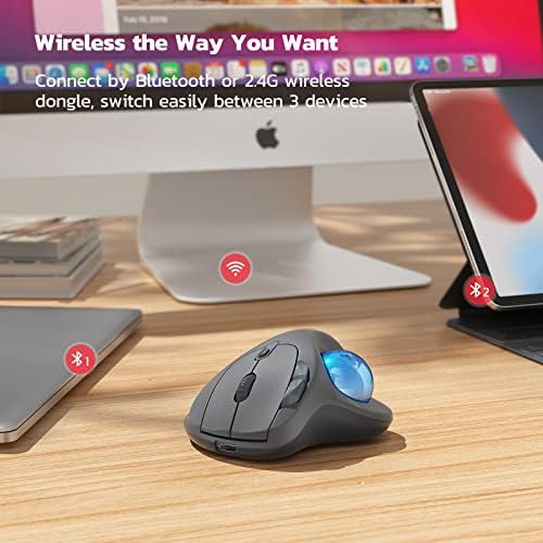 Nulea M501 Wireless Trackball Mouse Ergonomic Thumb Control, 4 DPI Levels