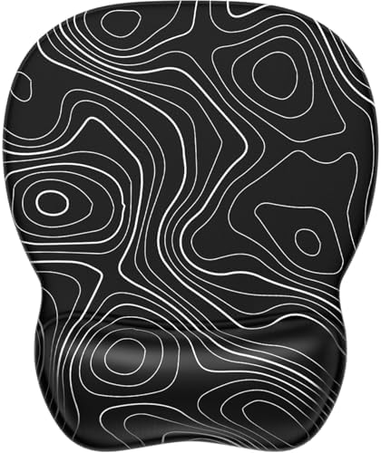 MROCO Ergonomic Mouse Pad Gel Wrist Rest, 9.4 x 8.1 in, Black Topographic