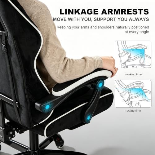 Fabric Gaming Chair for Adults, Comfortable Office Chair with Footrest